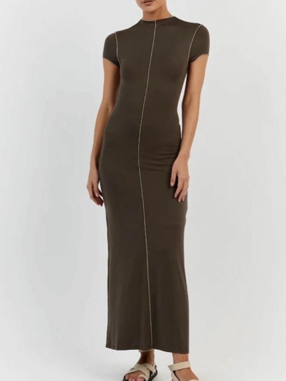 DISSH Soho Cap Sleeve Maxi Dress Size M Olive Short-Sleeve Summer Fall
